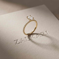 1.50 CTW Oval Lab Grown Diamond Hidden Halo Engagement Ring For Women Gold