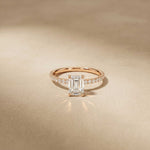 1.50 CTW Emerald Cut Lab Grown Diamond Petite Pave Ring Rose Gold