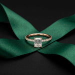 1.50 CTW Emerald Cut Lab Grown Diamond Petite Pave Ring Rose Gold