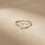 1.50 CTW Emerald Cut Lab Grown Diamond Petite Pave Ring Gold