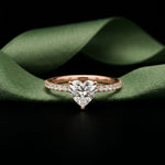 1.50 CTW Heart Cut Lab Grown Diamond Pave Promise Ring Gold