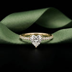 1.50 CTW Heart Cut Lab Grown Diamond Pave Promise Ring Gold