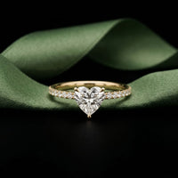 1.50 CTW Heart Cut Lab Grown Diamond Pave Promise Ring Gold