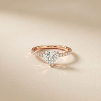 1.50 CTW Heart Cut Lab Grown Diamond Pave Promise Ring Gold