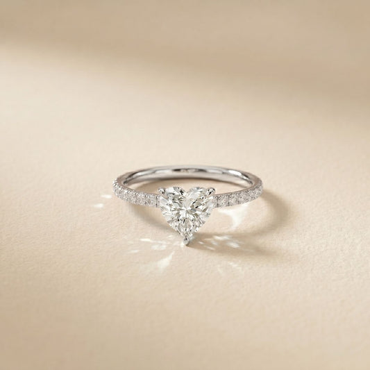 1.50 CTW Heart Cut Lab Grown Diamond Pave Promise Ring
