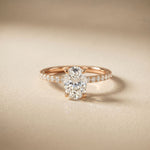 1.50 CTW Oval Lab Grown Diamond Accent Engagement Ring Rose Gold