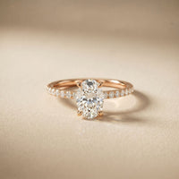 1.50 CTW Oval Lab Grown Diamond Accent Engagement Ring Rose Gold