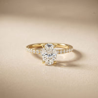 1.50 CTW Oval Lab Grown Diamond Accent Engagement Ring Gold