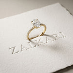1.50 CTW Oval Lab Grown Diamond Accent Engagement Ring Gold