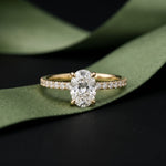 1.50 CTW Oval Lab Grown Diamond Accent Engagement Ring Gold