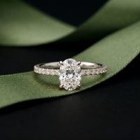 1.50 CTW Oval Lab Grown Diamond Accent Engagement Ring White