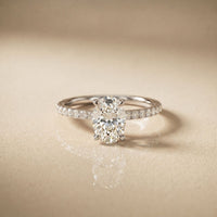 1.50 CTW Oval Lab Grown Diamond Accent Engagement Ring White