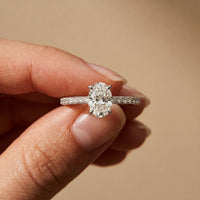 1.50 CTW Oval Lab Grown Diamond Accent Engagement Ring White