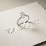 1.50 CTW Oval Lab Grown Diamond Accent Engagement Ring White