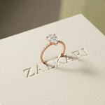 1.50 CTW Pear Lab Grown Diamond Petite Pave Engagement Ring For Girls Rose Gold