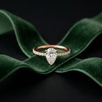 1.50 CTW Pear Lab Grown Diamond Petite Pave Engagement Ring For Girls Rose Gold