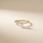 1.50 CTW Pear Lab Grown Diamond Petite Pave Engagement Ring For Girls Gold