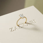 1.50 CTW Pear Lab Grown Diamond Petite Pave Engagement Ring For Girls Gold