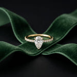 1.50 CTW Pear Lab Grown Diamond Petite Pave Engagement Ring For Girls Gold