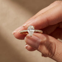 1.50 CTW Pear Lab Grown Diamond Petite Pave Engagement Ring For Girls Gold