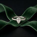 1.50 CTW Pear Lab Grown Diamond Petite Pave Engagement Ring For Girls White