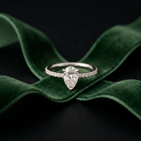 1.50 CTW Pear Lab Grown Diamond Petite Pave Engagement Ring For Girls White
