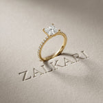 1.50 CTW Princess Cut Lab Grown Diamond Micro Pave Ring Gold