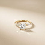 1.50 CTW Princess Cut Lab Grown Diamond Micro Pave Ring Gold