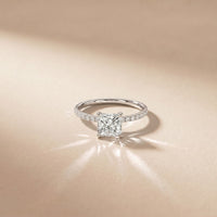 1.50 CTW Princess Cut Lab Grown Diamond Micro Pave Ring White