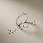 1.50 CTW Princess Cut Lab Grown Diamond Micro Pave Ring White