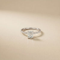 1.50 CTW Emerald Cut Lab Grown Diamond Rosavelle Ring White