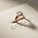 2 CTW Asscher Cut Lab Grown Diamond Bezel Set Montrielle Ring Rose Gold
