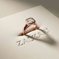 2 CTW Asscher Cut Lab Grown Diamond Bezel Set Montrielle Ring Rose Gold