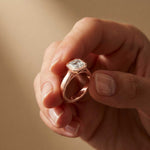 2 CTW Asscher Cut Lab Grown Diamond Bezel Set Montrielle Ring Rose Gold