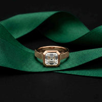 2 CTW Asscher Cut Lab Grown Diamond Bezel Set Montrielle Ring Rose Gold