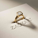 2 CTW Asscher Cut Lab Grown Diamond Bezel Set Montrielle Ring Gold