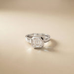 2 CTW Asscher Cut Lab Grown Diamond Bezel Set Montrielle Ring White