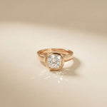 2 CTW Cushion Cut Lab Grown Diamond Bezel Set Elarisse Ring Rose Gold