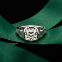 2 CTW Cushion Cut Lab Grown Diamond Bezel Set Elarisse Ring White