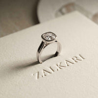 2 CTW Cushion Cut Lab Grown Diamond Bezel Set Elarisse Ring White