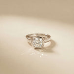 2 CTW Cushion Cut Lab Grown Diamond Bezel Set Elarisse Ring White