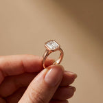 Velmira 2 CTW Emerald Cut Lab Grown Diamond Bezel Set Ring Rose Gold