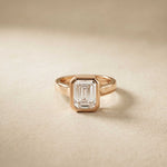 Velmira 2 CTW Emerald Cut Lab Grown Diamond Bezel Set Ring Rose Gold