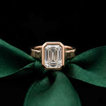 Velmira 2 CTW Emerald Cut Lab Grown Diamond Bezel Set Ring Rose Gold