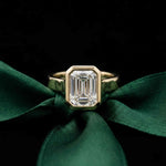 Velmira 2 CTW Emerald Cut Lab Grown Diamond Bezel Set Ring Gold