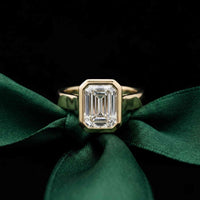 Velmira 2 CTW Emerald Cut Lab Grown Diamond Bezel Set Ring Gold