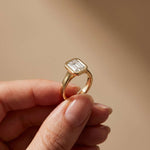 Velmira 2 CTW Emerald Cut Lab Grown Diamond Bezel Set Ring Gold