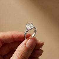 Velmira 2 CTW Emerald Cut Lab Grown Diamond Bezel Set Ring White
