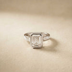 Velmira 2 CTW Emerald Cut Lab Grown Diamond Bezel Set Ring White