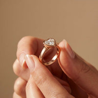 Amorette 2 CTW Heart Cut Lab Grown Diamond Bezel Set Ring For Women Rose Gold